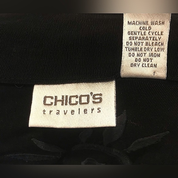 CHICOS TRAVELERS PACKABLE WRINKLE FREE, STRETCH EMBROIDERED CARDIGAN SZ 2, BLACK - Picture 4 of 6